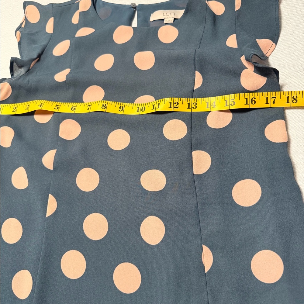 LOFT Black Dress with Pink Polka Dots and Ruffle Hem - Picture 8 of 9